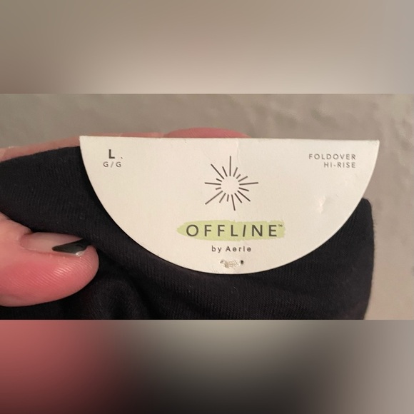 NWT aerie high rise, super flare black leggings with fold over waistband; size L - Picture 5 of 8